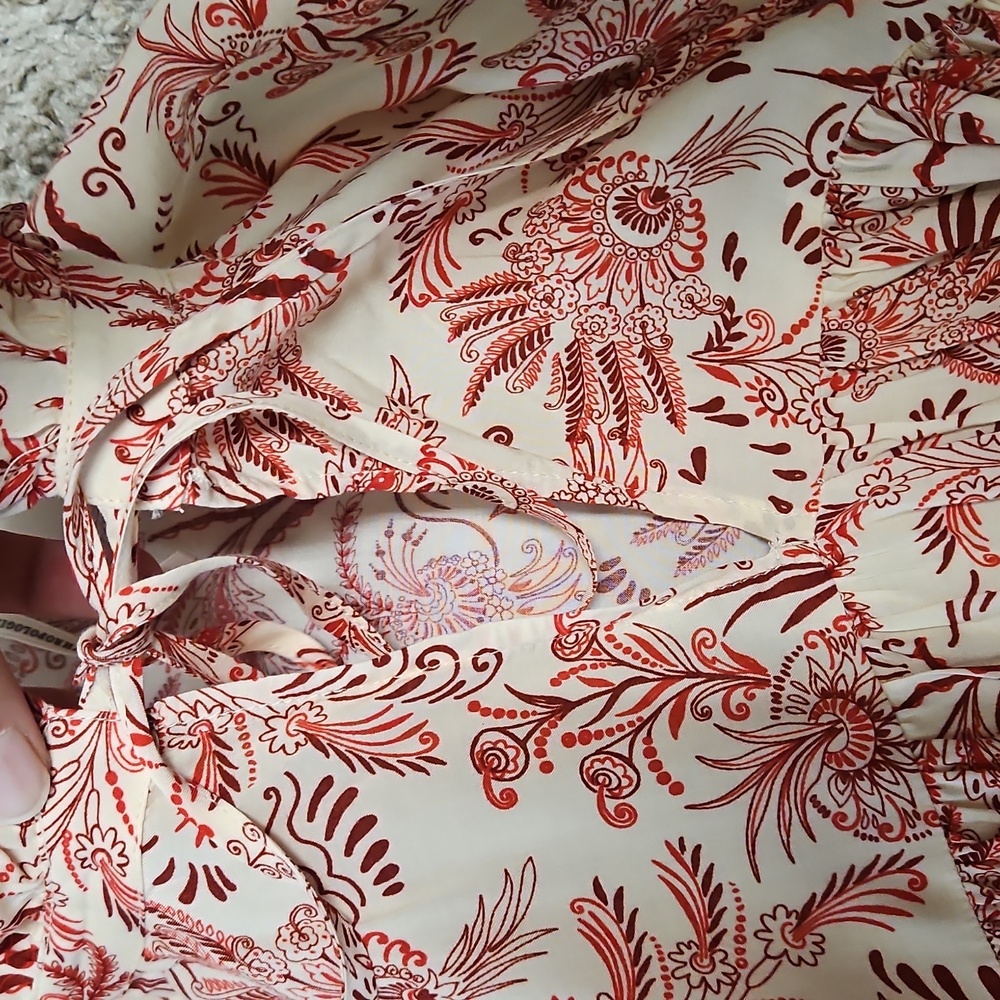 NWOT Anthropologie Tir-front Peasant Red and Cream Blouse - Picture 9 of 9